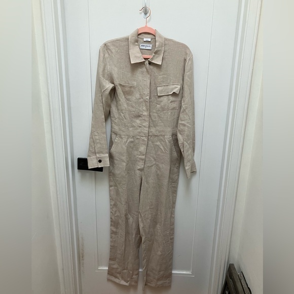 Rivet Utility Bigwig Linen Jumpsuit - Oatmeal - Small - Picture 4 of 11